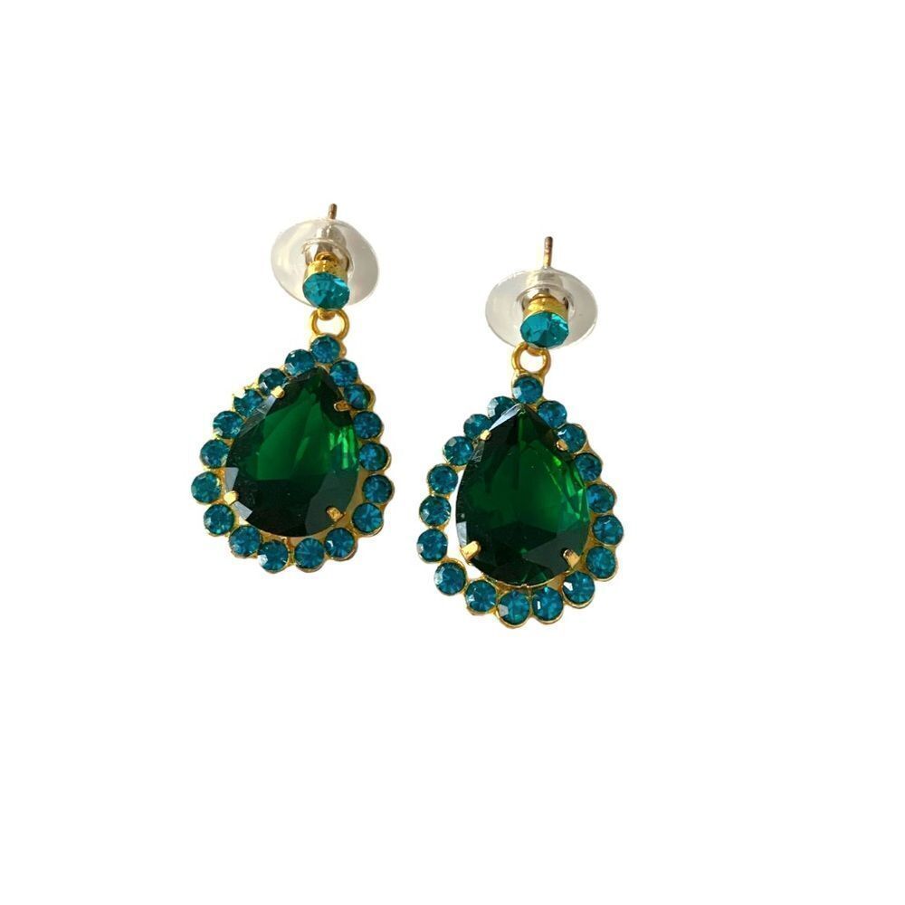 Emerald Rhinestone Drop Earrings